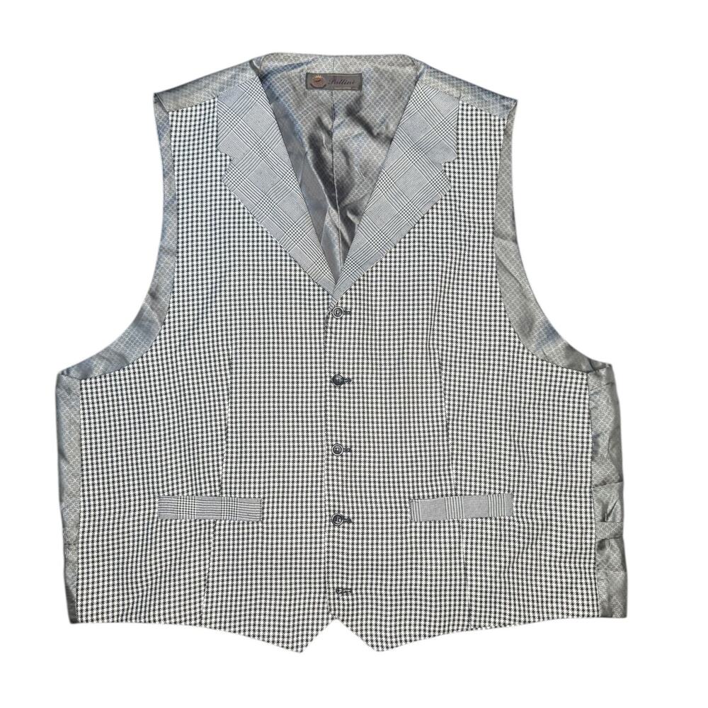 Pallini Gray Houndstooth and Glen Plaid Patterned Men's Suit Vest